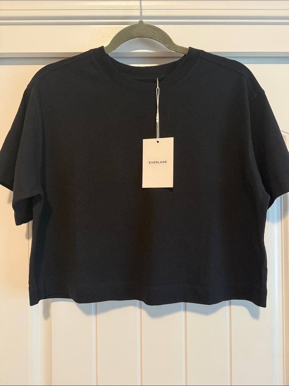 Everlane Premium Weight Cropped Tee Black Organic Cotton